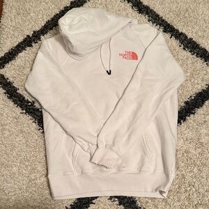 The North Face White Hoodie with Pink Logo